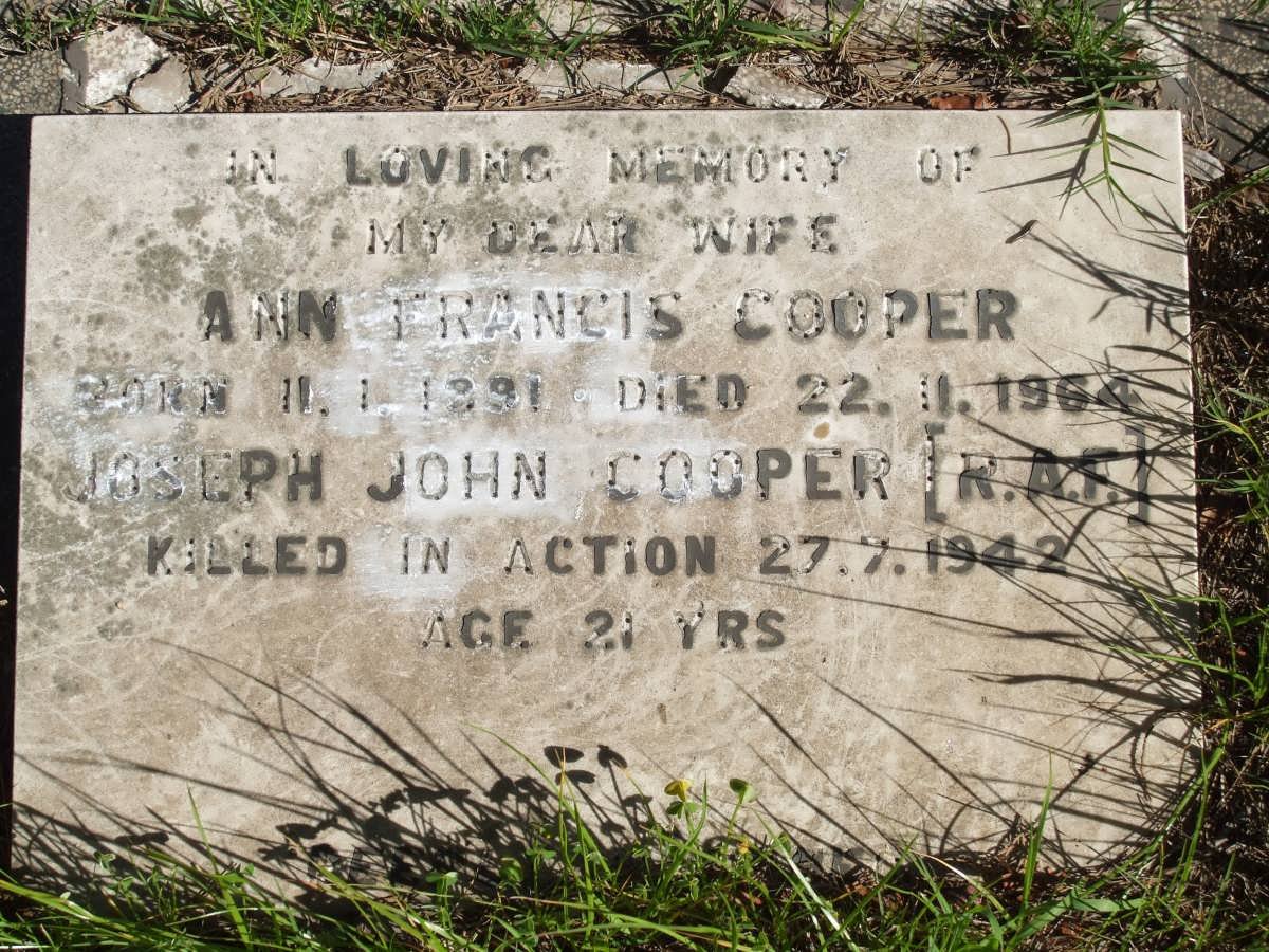 COOPER Ann Francis 1891-1964 :: COOPER Joseph John -1942