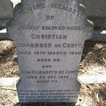 CERFF Christian Johannes, de -1930 &amp; Eva Elizabeth -1933