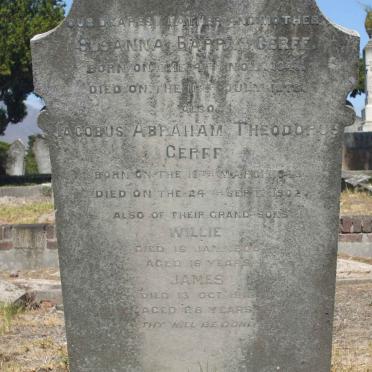 CERFF Jacobus Abraham Theodorus 1843-1902 &amp; Susanna Barry 1841-1878 :: CERFF Willie -1905 :: CERFF James  -19?8