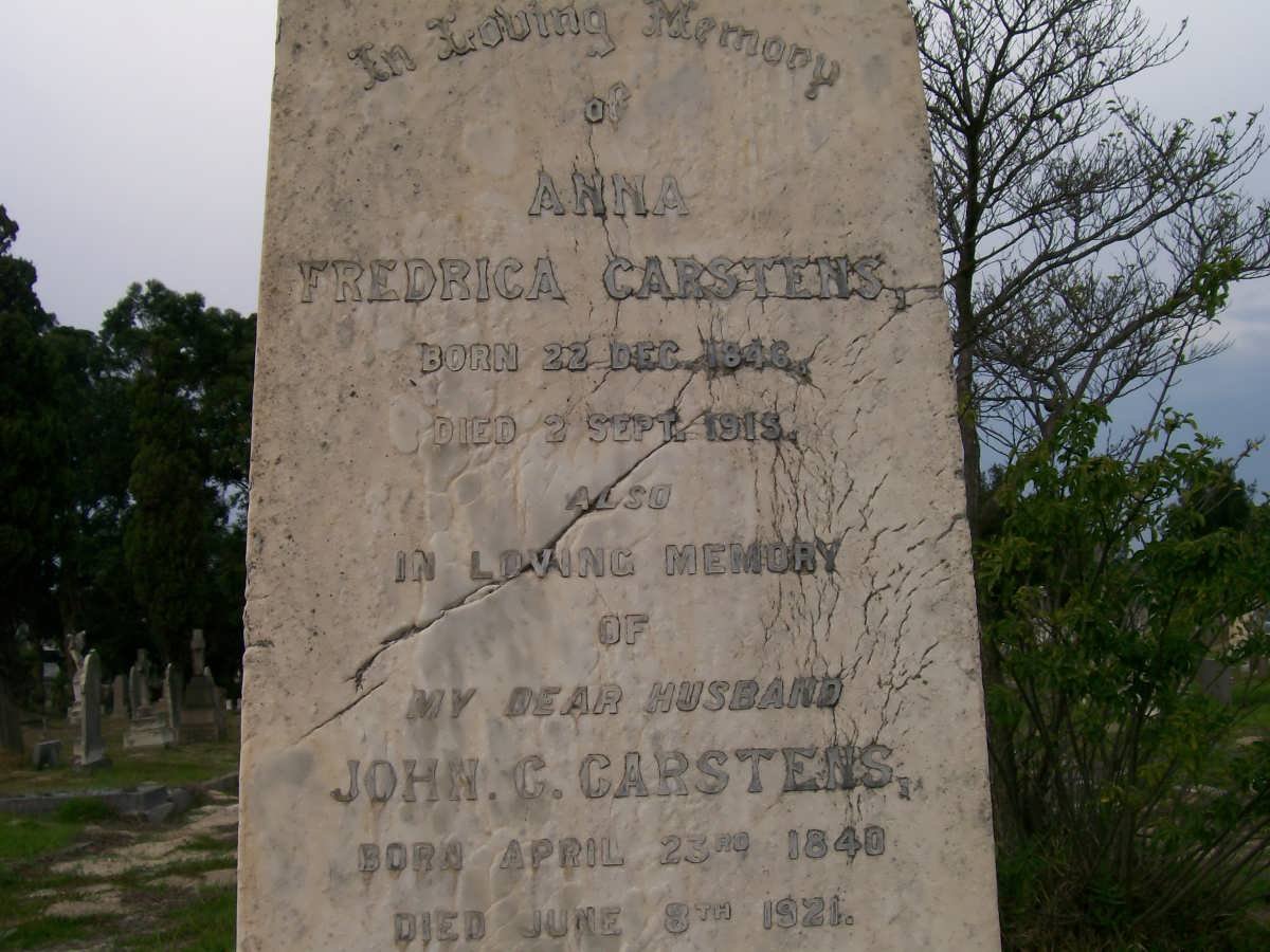 CARSTENS John C. 1840-1921 &amp; Anna Fredrica 1846-1915