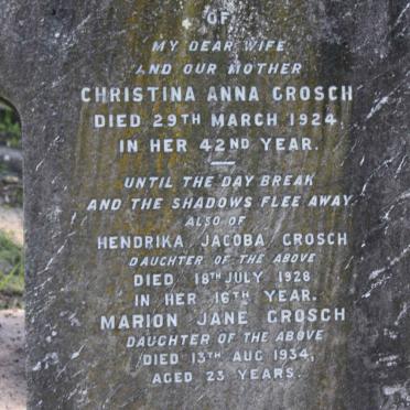 CROSCH Christina Anna -1924 : CROSCH Hendrika Jacoba -1928 :: CROSCH Marion Jane -1934