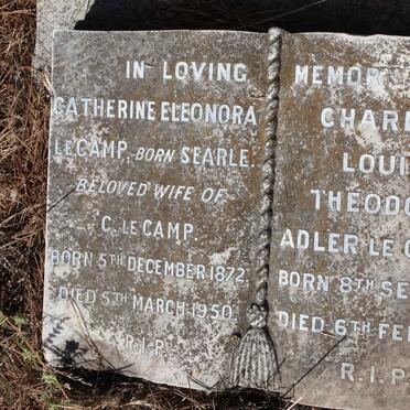 CAMP Charles Louis Theodore Adler, Le 1871-1954 &amp; Catherine Eleonora SEARLE 1872-1950