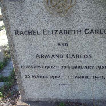 CARLOS Armand 1902-1951 &amp; Rachel Elizabeth 1902-1950
