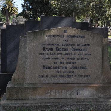 CONRADIE David Gideon 1875-1939 &amp; Margaretha Johanna VILJOEN 1895-1972