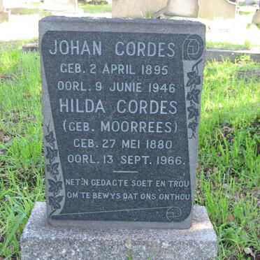 CORDES Johan 1895-1946 &amp; Hilda MOORREES 1880-1966