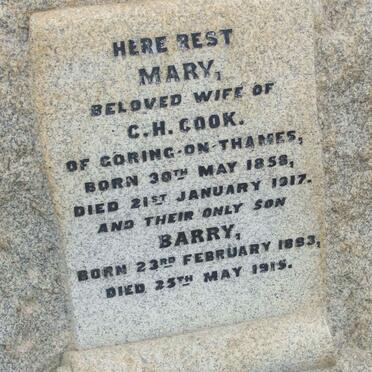 COOK Mary 1858-1917 :: COOK Barry 1893-1915