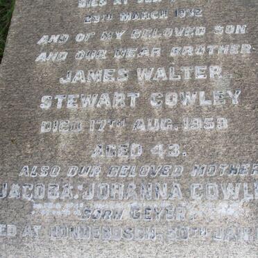 COWLEY James Walter Stewart -1959 :: COWLEY Jacoba Johanna nee GEYER -1962