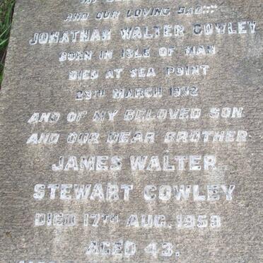COWLEY Jonathan Walter -1932 :: COWLEY James Walter Stewart -1959