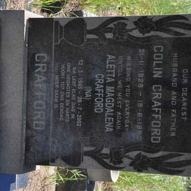 CRAFFORD Colin 1928-1980 &amp; Aletta Magdalena 1945-2002
