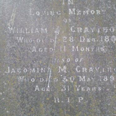 CRAYTHORN William J. -1891 :: CRAYTHORN Jacomina M. -1899