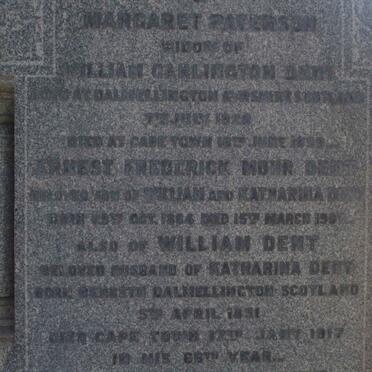 DENT Margaret nee PATERSON 1820-1899 :: DENT Ernest Frederick Mohr 18?4-1907 :: DENT William 1851-1917