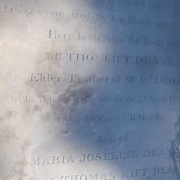 DEANE Thomas Kift  -1840 &amp; Maria Joseline  -1848 