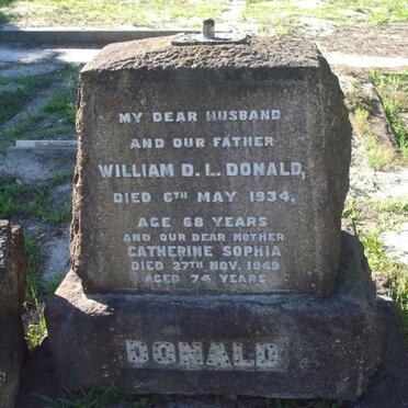 DONALD William D.L. -1934 &amp; Catherine Sophia -1949