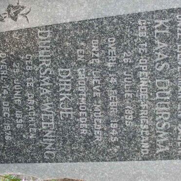 DUURSMA Klaas 1895-1945 &amp; Dirkje WEENING 1896-1978