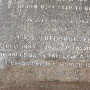 DREYER Thos. Fred. -1906 &amp; Dorothea Elizabeth HORAK -1903