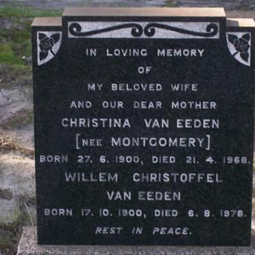 EEDEN Willem Christoffel, van 1900-1978 &amp; Christina MONTGOMERY 1900-1968
