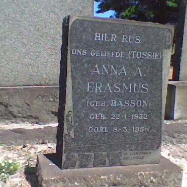 ERASMUS Anna A. nee BASSON 1932-1958