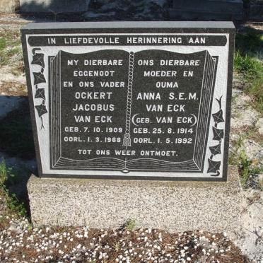 ECK Ockert Jacobus 1909-1968 &amp; Anna S.E.M. VAN ECK 1914-1992