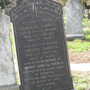 FARRELL Catherine -1912 :: FARRELL Timothy -1914 :: JONES Jennie nee FARRELL -1928