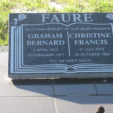 FAURE Graham Bernard 1913-1977 &amp; Christine Francis 1913-1990