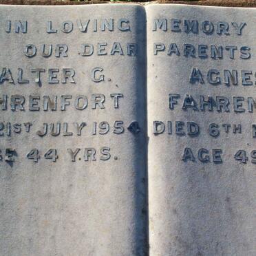 FAHRENFORT Walter G. -1954 &amp; Agnes D. -1961