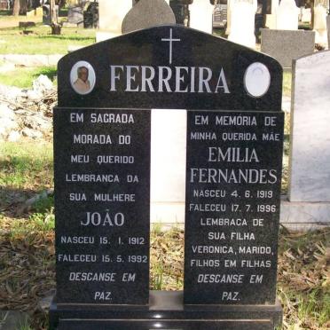 FERREIRA Joáo 1912-1992 &amp; Emilia Fernandes 1919-1996