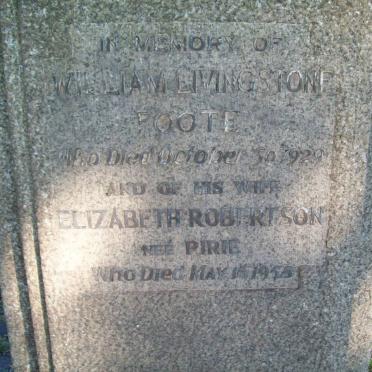 FOOTE William Livingston -1929 &amp; Elizabeth Robertson Pirie -1958