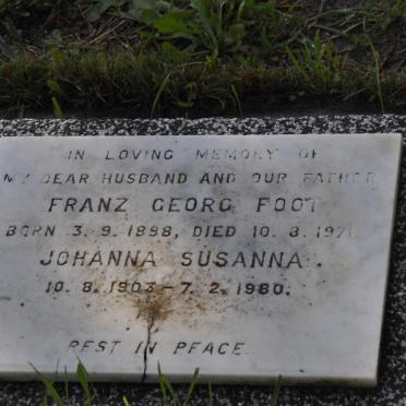 FOOT Franz Georg 1898-1971 &amp; Johanna Susanna 1903-1980