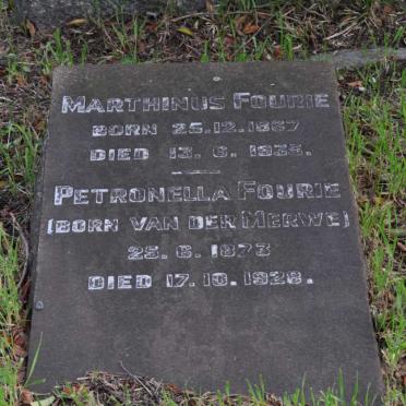 FOURIE Marthinus 1867-1935 &amp; Petronella VAN DER MERWE 1873-1928