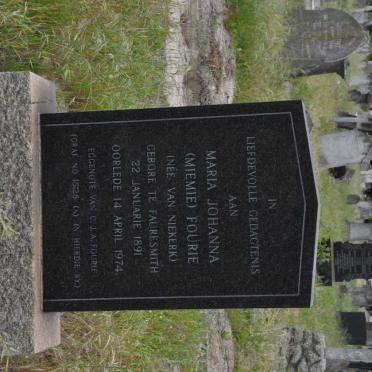 FOURIE Maria Johanna nee VAN NIEKERK 1891-1974