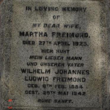 FREIMOND Wilhelm Johannes Ludwig 1884-1942 &amp; Martha -1923