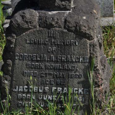FRANCKE Jacobus 1841-19?? &amp; Cordelia A. ROWLAND -1920