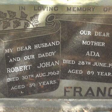 FRANCK Robert Johan -1962 &amp; Ada -1995
