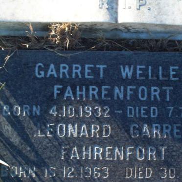 FAHRENFORT Garret Weller 1932-1993 :: FAHRENFORT Leonard Garret 1963-1996