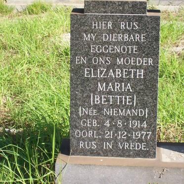 GELDENHUYS  Elizabeth Maria nee NIEMAND 1914-1977