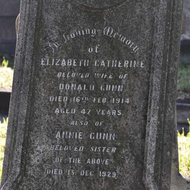 GUNN Elizabeth Catherine -1914 :: GUNN Annie -1929
