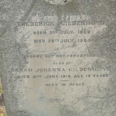 GILDENHUYS Frederick 1868-1903 :: GILDENHUYS Sarah Johanna -1915
