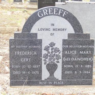 GREEFF Frederick Gert 1897-1973 &amp; Alice Mary DANOHER 1895-1984