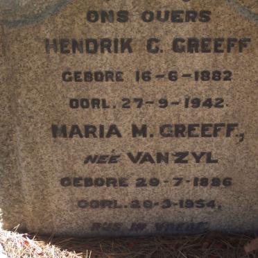 GREEFF Hendrik C. 1882-1942 &amp; Maria M. VAN ZYL 1886-1954