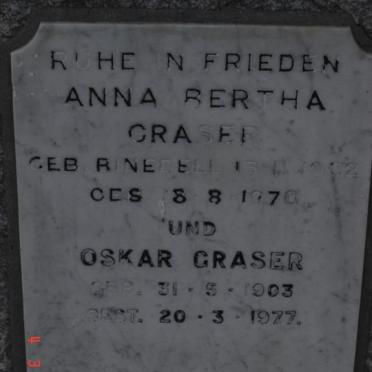 GRASER Oscar 1903-1977 &amp; Anna Bertha  BINEDELL 1902-1970