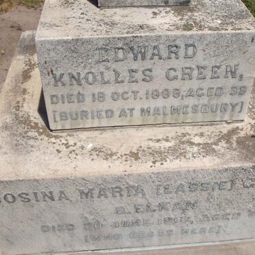 GREEN Edward Knolles -1888 :: GREEN Josina Maria nee ELKAN -1918