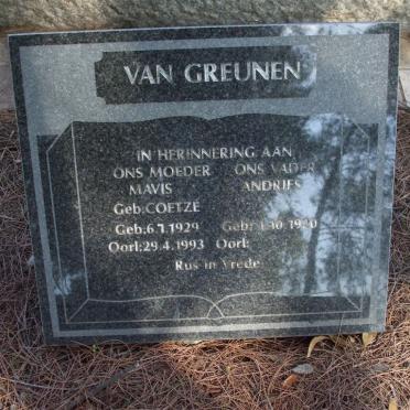 GREUNEN Andries 1920- &amp; Mavis COETZE 1929-1993