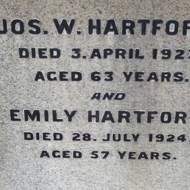 HARTFORD Jos. W. -1923 &amp; Emily -1924