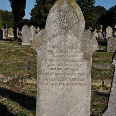 HANSON Carl -1909 &amp; Sarah Ann -1927