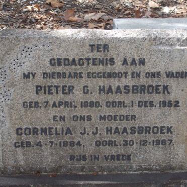 HAASBROEK Pieter G. 1880-1962 &amp; Cornelia J.J. 1884-1967