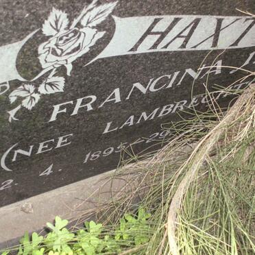 HAXTON Francina nee LAMPRECHTS 1895-?