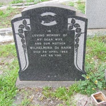 HAHN Wilhelmina, de  -1962