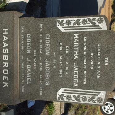 HAASBROEK Gideon J. 1910-1996 &amp; Martha Jacoba 1913-1963, HAASBROEK Gideon Jacobus 1944-1995