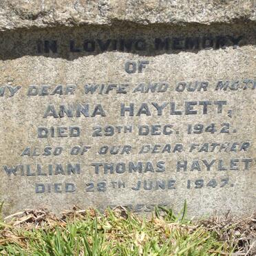 HAYLETT William Thomas -1947 &amp; Anna -1942