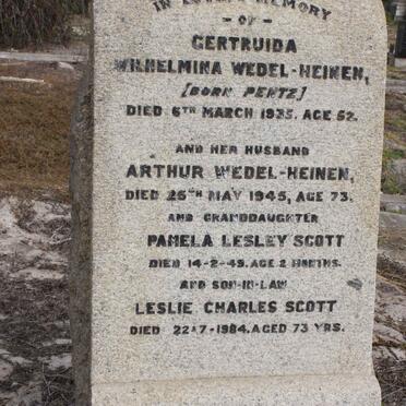 HEINEN Arthur, Wedel -1945 &amp; Gertruida Wilhelmina PENTZ -1935 :: SCOTT Leslie Charles -1984 : SCOTT Pamela Lesley -1949